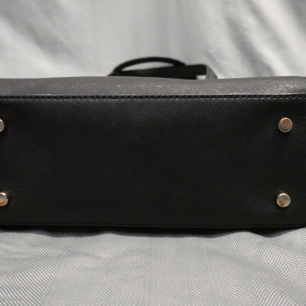 KATE SPADE Laurel Way Black Leather Satchel with Diamond Studded Bow Detail - Picture 3 of 13